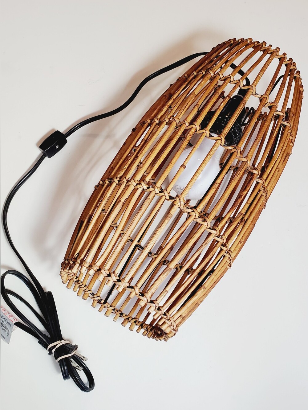 Rustic Farmhouse Woven Bamboo Lantern Table Lamp